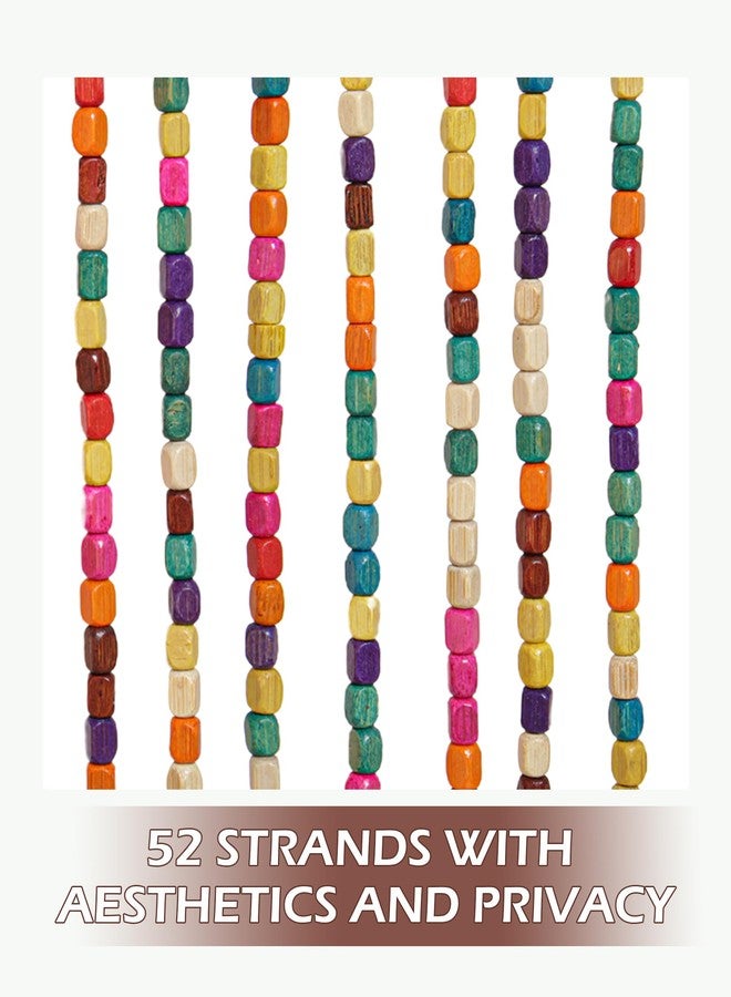 Ezcasch 52 Strands Colorful Beaded Curtain Bamboo Curtain for Doorways Multi-Scenario Application Purely Handmade Beaded Curtain as Insect Screen for Bedroom or Balcony 35.4" x 74.8", Colorful - Image 5